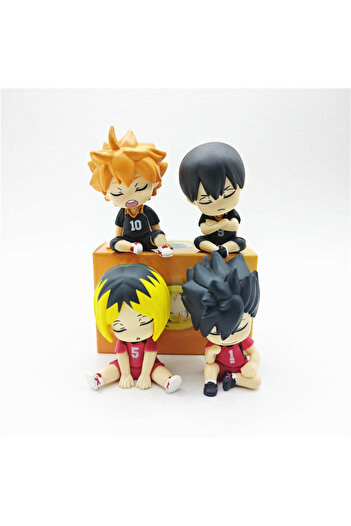 BANDAI with box 01 4pcs/set Haikyuu Characters Sleep Version Volleyball Figure Model Toys
