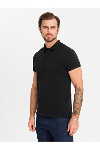 OMBRE Pánské bavlněné polo tričko BASIC - bílá/šedá melanž/černá V2 OM-POBS-0133 L