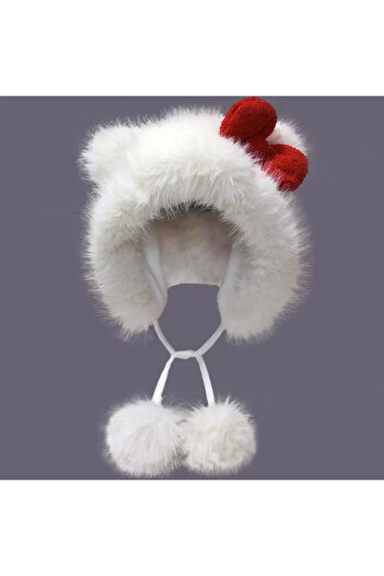 Miniso Hello Kitty Hello Kitty Cute Bow Soft Hat Design Velvet Warm Winter Thickened Ear Protection Korean