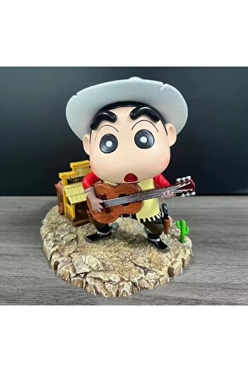 BANDAI no box 1 Crayon Shin-chan as Red Dead Redemption Cowboy Anime Action Figure Toys About 12 CM