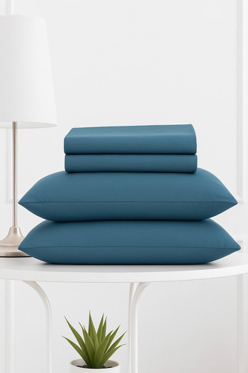 Mislina Home Mirava Premium %100 Pamuk Penye Lastikli Tek Kişilik Çarşaf Takımı (1 Yastık Kılfı Dahil) İndgo Mavi