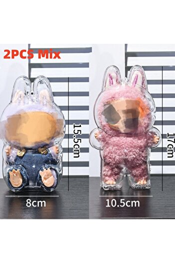 Choice 2PCS Mix Transparent Cover For LABUBU Clear Macaron Protector Case Dust Sitting Case Popmart Bubble