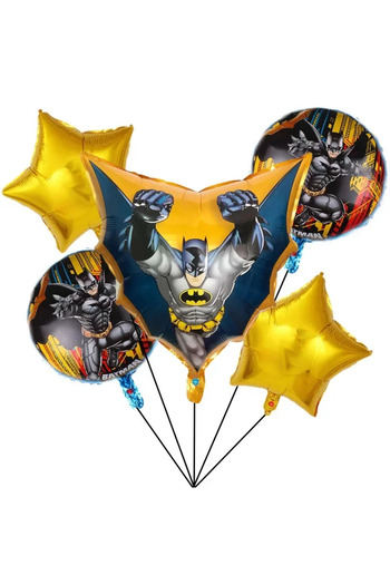 Choice 1 pack 1set 5pcs Cartoon Superhero Batman Foil Balloon set Kids Birthday Decoration Balloon Baby Sho