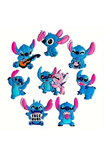 Miniso 8pcs 8PCS Stitch Shoe Buckles Cute Cartoon Pattern Shoe Charms Detachable Shoe Buckles Decorative Ac
