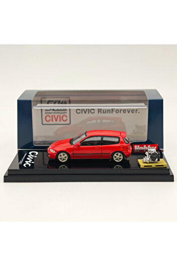 Choice 1/64 for CIVIC (EG6) Sir-S With Engine Display Model Milano Red HJ641017SR Diecast Models Car Col...