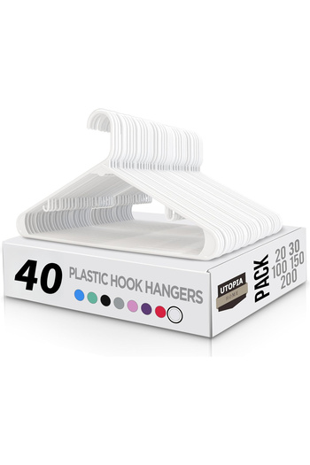 fulina 40 Pack Hangers,Plastic Durable Hangers with Non-slip Pads,Space-Saving Easy Track Organizer,White