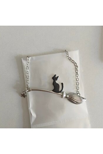 Choice Witch Magic Broom Black Cat Metal Necklace Cosplay Pendant Accessories