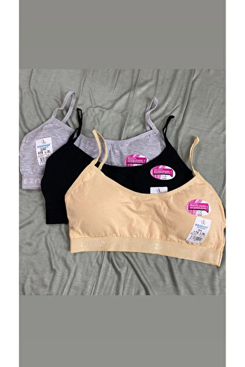 Dondeza Girl Teenage Halter Strap Padded Half Tank Top Bustier 3-Piece Training Bra