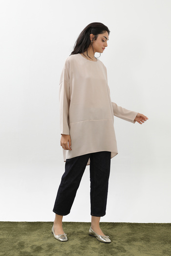 Modamorfo Women's Tunic with Cross Slit on the Back - 10675Tun