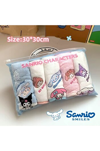 Miniso 30x30cm 5PCS 5PCS Sanrio Towel Kuromi Cinnamoroll Cartoon Absorbent Face Wash Bath Dry Hair Towel So
