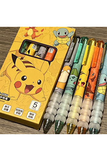 Miniso 5PCS Pikachu 5pcs Pokemon Pikachu Gel Pen Cute Anime Cartoon Charmander Squirtle Press on Gel Pen St