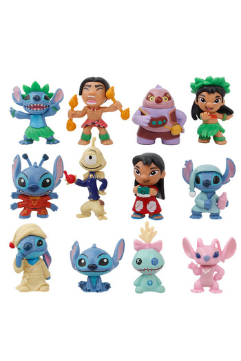 BANDAI No Box 12pcs Stitch Lilo 12pcs/set Stitch Lilo Action Figure Anime Cartoon Model Toys Cute Version D