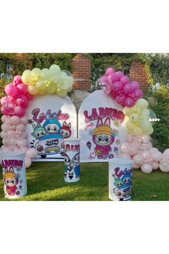 asöy Labubu Concept Balloon Chain Set Birthday Labubu Set Labubu Birthday