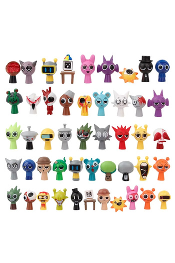 BANDAI 48Pcs Hot 48pcs/Set Mini Sprunki Action Figure Toy Cartoon Movie Sprunki Wenda Model Doll Figurines
