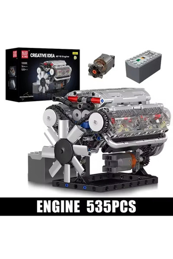 Choice 1 set Mould King 10088 Motorized V8 Engine Model-Technical Building Kit with Electric Drive Realisti
