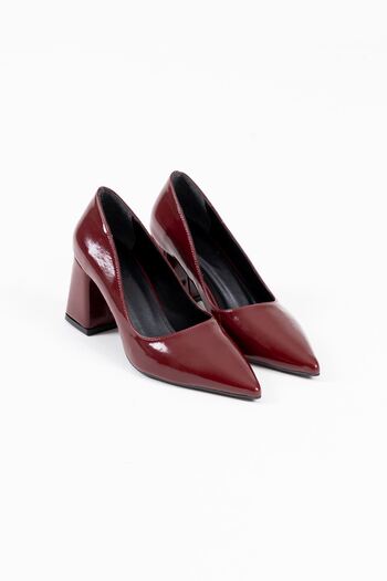 EMOYRA Valeria burgundy patent leather women's high heel shoes