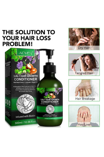 OEM 3 in 1 Shampoo Conditioner with Jamaican Black Castor Oil, Lavender and Argan, 300 ml, ALIVER®