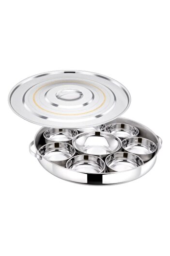 Bohara Indian Gold Line Stainless Steel Breakfast Tray, 50 cm