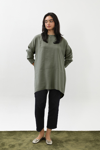 Modamorfo Women's Tunic with Cross Slit on the Back - 10675Tun
