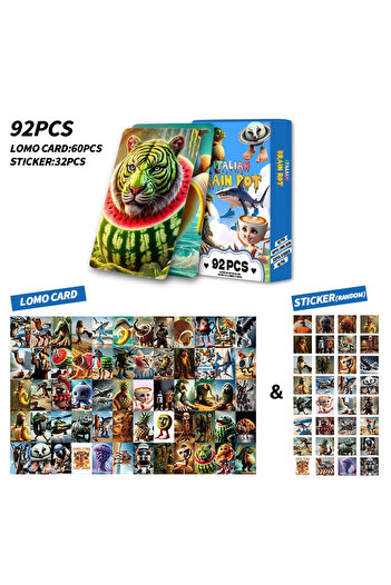 Choice A 92pcs/set High Quality Italian Brainrot Lomo Cards Photo Stickers Tralalero Tralala Print Collect.