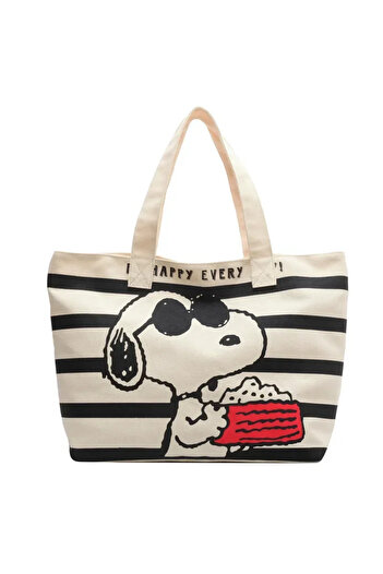 Miniso WHITE Hot Disney Snoopy Cute Cartoon Large Capacity Canvas Bag for Female Students To Hold Books Tot