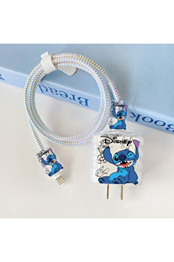 Miniso A Anime Stitch Cartoon Stitch Charging Data Cable Protector Winder Accessories for Iphone 18W/20W C.