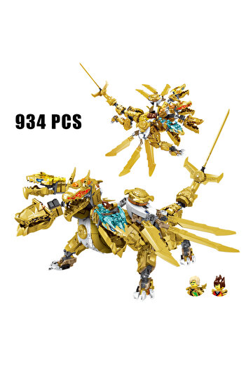 Choice No Box Creative Super Golden Dragon Building Blocks Four-Headed Dragon Mech Figures Bricks Toys For
