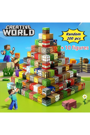 Choice مجموعة مكعبات بناء مغناطيسية خضراء من Mine World، مناسبة للأولاد والبنات والأطفال من سن 3 سنوات فما فوق، نموذج DIY للأطفال