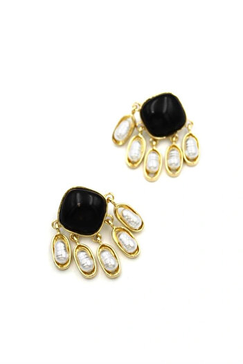 shopwave Pearl Dangle Earrings - Black