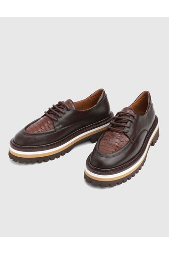 İLVİ Ingrid Genuine Printed Leather Brown Women's Oxford