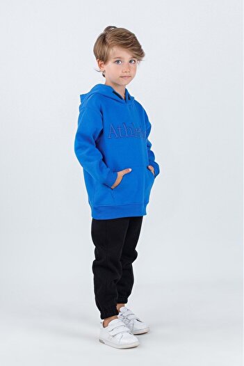 ww waka waka kids store Σετ αθλητικής φόρμας για αγόρια με τσέπες καγκουρό, κέντημα μπροστά, κουκούλα, ελαστικές πόδια και εσωτερική επένδυση από στρώμα