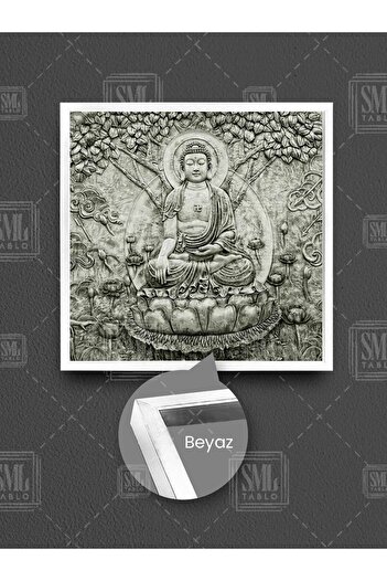 SML TABLO Statuia lui Buddha Meditație Yoga Arborele Vieții Pictură pătrată pe pânză