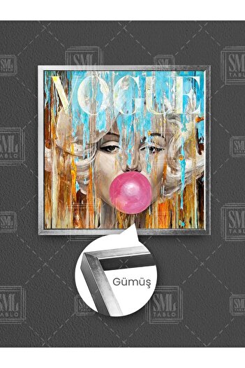 SML TABLO Balon de gumă roz Marilyn Monroe Copertă de revistă Pictură pătrată pe pânză înrămată