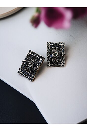 FAYRA ACCESSORIES Zircon Stone Rectangular Earrings