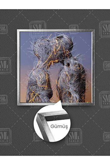 SML TABLO Kissing Metal Love Couple Love Love Framed Square Canvas Painting