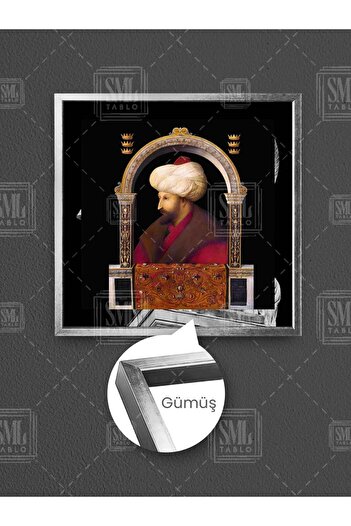 SML TABLO Pictură pătrată pe pânză cu cadru decorativ al sultanului Fatih, padishahul otoman