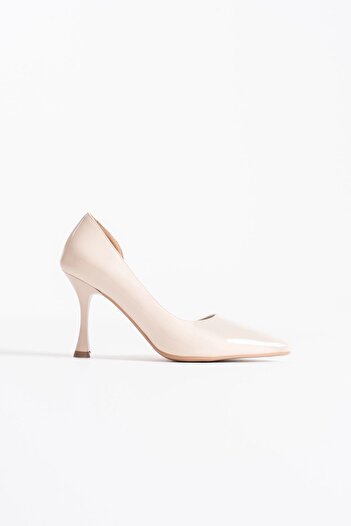 EMOYRA Angela Women's Beige Patent Leather Heeled Shoes