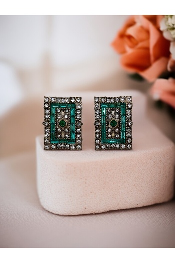 FAYRA ACCESSORIES Zircon Stone Rectangular Earrings