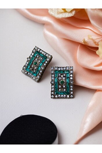 FAYRA ACCESSORIES Zircon Stone Rectangular Earrings
