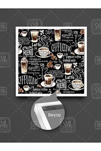 SML TABLO Decor cafenea Cafea Latte Cafea Restaurant Decor bucătărie Pictură pătrată înrămată pe pânză