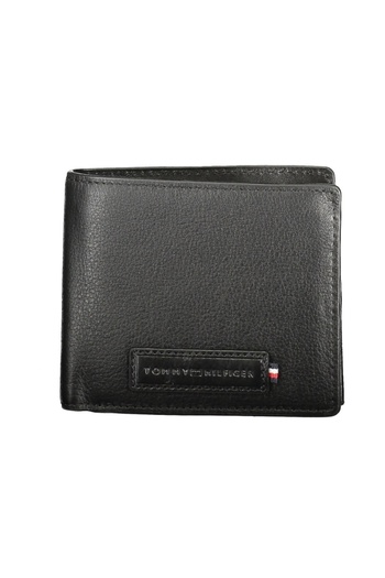 Tommy Hilfiger Large genuine leather wallet for men, Black, Universal