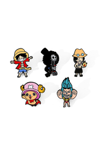 BANDAI 5pcs-set 5Pcs/Set Cartoon ONE PIECE Luffy Brooch Creative Tony Tony Chopper Enamel Pin Metal Badge J