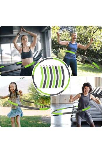 Taimi Adult Fitness Hula Hoop Adjustable for Weight Loss - Wave Design and Soft Foam Padded - Green/Grey