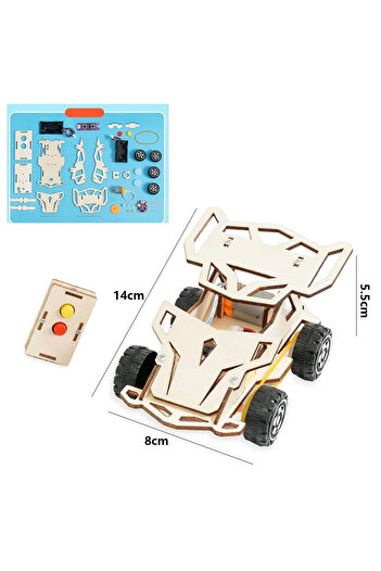 Choice As Show DIY Wooden Remote Control Car Wooden Four Wheel Drive Racing Assembling Science Experiment K