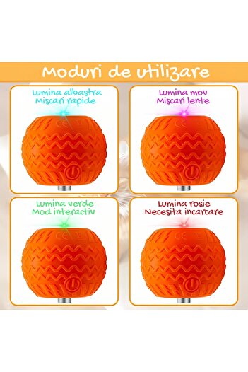Zocmmi Cat Toy, Interactive Ball, Smart, Electronic, Automatic, USB-C, Orange, Zocmmi®
