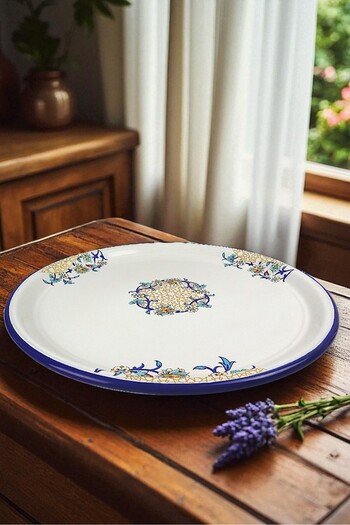 İnci Emaye No 60 Enamel Tray Tableware, Food Presentation Tray, Floor Table Zinc ~58 cm
