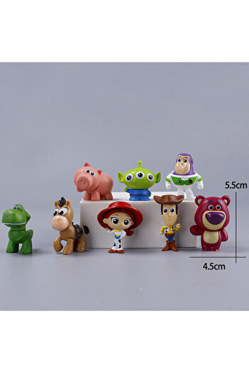BANDAI 8pcs 5cm 8pcs/set Disney Toys Story 4 Woody Buzz Lightyear Action Figure Anime Decoration Collection