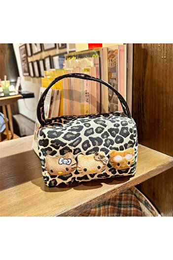 Miniso Leopard print Hello Kitty Kawaii Makeup Bag Trendy Leopard Design Travel Cosmetic Case Waterproof Po