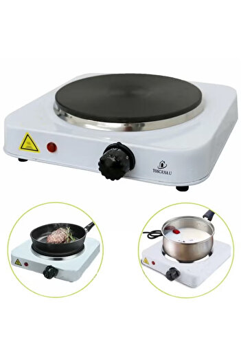 TOSCANA U 1000W Single Burner Electric Stove and Heater in Stainless Steel with 5 Heat Settings
