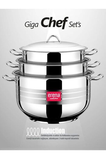 ERENA Giga Chef Set 32-34-40 cm Restaurant Pot